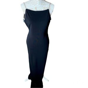 Vintage 90s Hugo Buscati Black Backless Dress With Diamond Straps